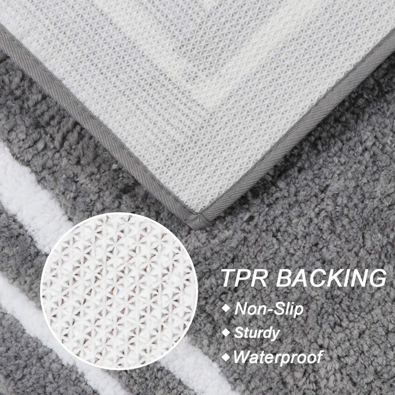 Uphome Gray Bath Mat for Bathroom, 18x24 Modern Bathroom Rug Non Slip Machine Washable, Soft Plush Microfiber Absorbent Bathroom Mat for Tub, Shower, Floor, Sink - Image 5